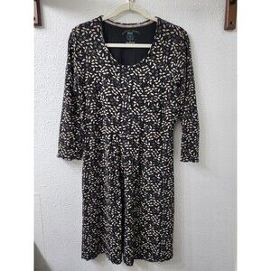 GUDRUN SJODEN Dress Womens L Black Neutral Floral Organic Cotton Knit Pockets